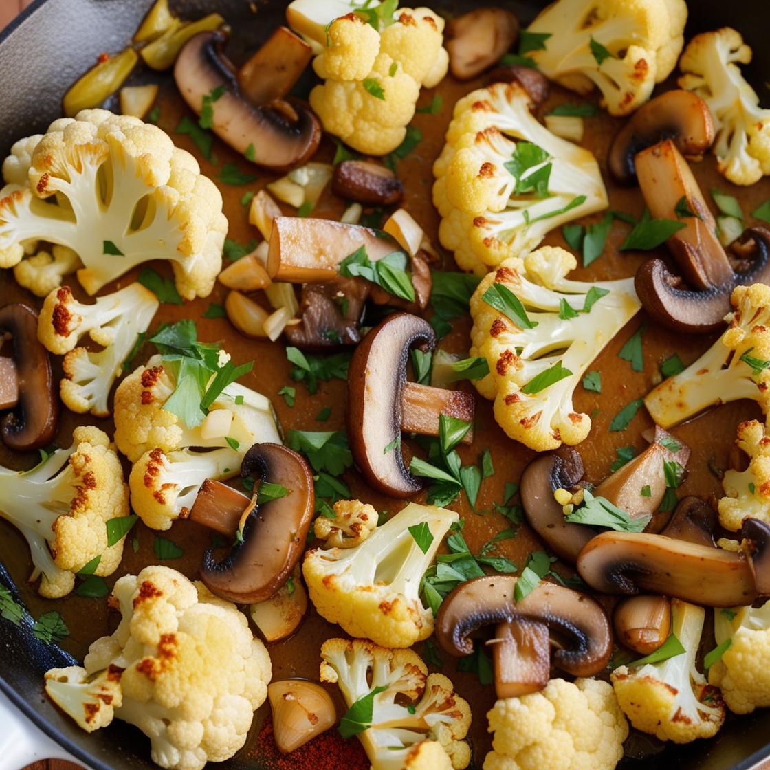 Recette de la Poêlée de chou-fleur et champignons à l'ail